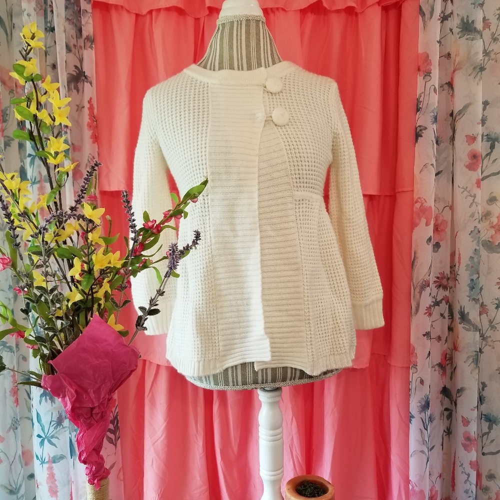 🌻🌺ANTHROPOLOGIE LIV WAFFLE KNIT BABYDOLL SWEATER